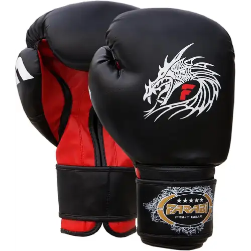 guantes de boxeo de color negro de la marca farabi dragon