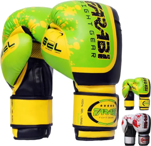 guantes de box de color verde marca farabi gel